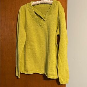 Women's V-Neck Sweater - Lime Green